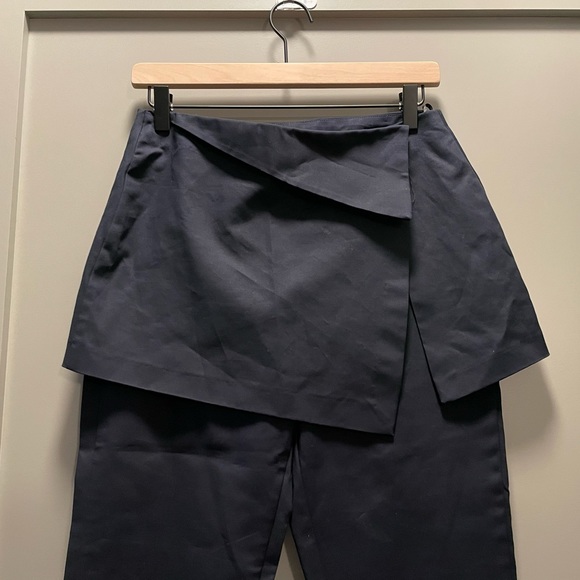 Zara Trafauluc Navy Wrap Skirted Cropped Trousers NWT - Picture 5 of 6